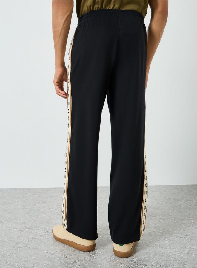Styli Men Black Relaxed Joggers with Side Tape - Image 3